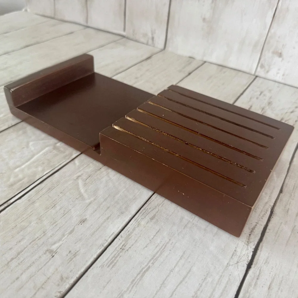 Fiesta 6 Piece Steak Knife Set with Wood Block Chocolate Brown Stainless Steel